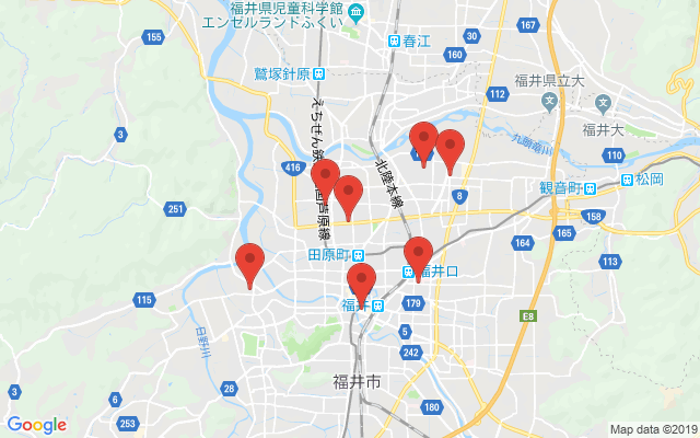福井の保険相談窓口のマップ